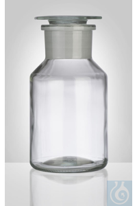 Stopfles, helder, brede hals, schuine schouder, 500 ml, NS 45/27, afm. Ø 85 x H 162 mm, compleet...
